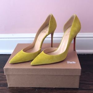 Christian Louboutin Half D’Orsay Suede Pumps